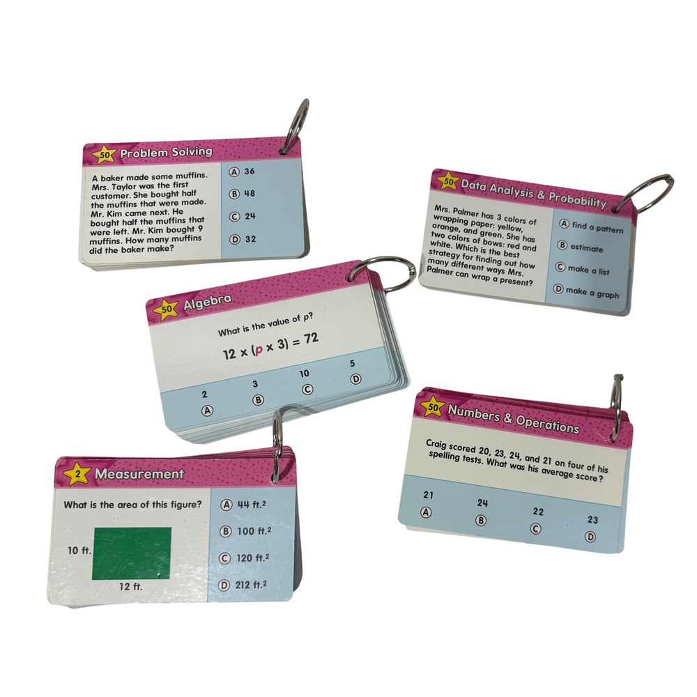 Lakeshore Learning Math Test Prep Rings 5 Set Algebra Measurement Grade 3+ - Picture 4 of 5
